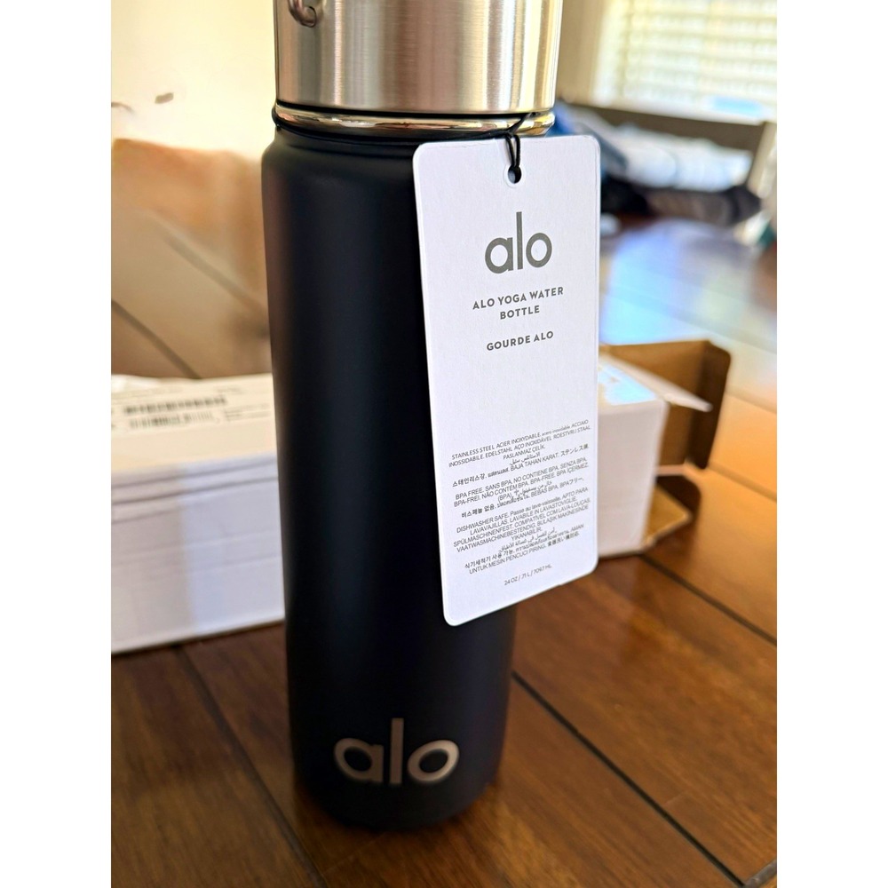 Alo Yoga Stainless Steel Water Bottle 24oz Black BPA-Free A0503U NEW